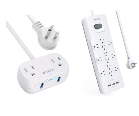 Anker PowerExtend USB 2 Mini Power Strip and PowerPort Strip 12 Surge Protector