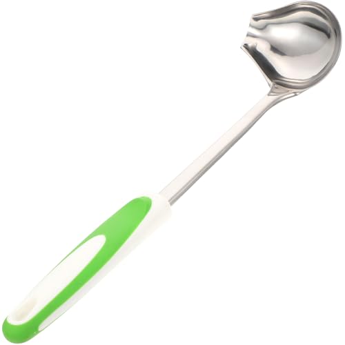 LALAFINA Cucchiaio da Portata per Salsa in Acciaio Resistente con Beccuccio Anti-Goccia Utensile da Cucina con Manico lungo Antiscivolo per Condimenti e Sughi Accessorio per Casa e