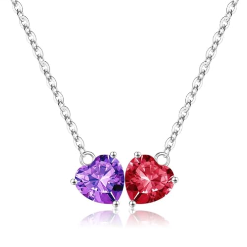 Iefil Anniversary Women Gifts - Simulated Amethyst & Ruby Necklace