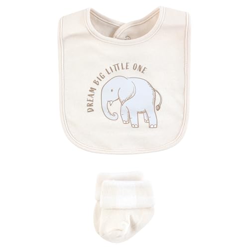 Image of Hudson Baby Unisex Baby Cotton Bib and Sock Set, Little Peanut, One Size