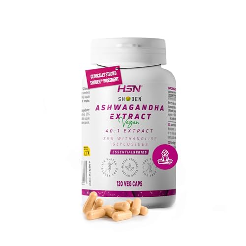 HSN Ashwagandha Shoden® 240mg (40:1) – 35% Glicósidos de Withanólido | 120 Cápsulas Vegetales | Extracto Withania somnifera | Vegano, Sin Gluten, No GMO