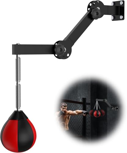 IMAYCC Punching Ball con Soporte, Pera de Boxeo Montado en Pared, Soporte para Saco De Boxeo Ajustable En Altura Y Plegable, para El Entrenamiento de Gimnasio en Casa, Entrenamiento Boxeo Etc.