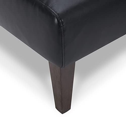 Watson & Whitely Modern Accent Chair, Armless Lounge Chair For Living Room And Bedroom, Faux Leather Upholstered Chair With Solid Wooden Legs, Black #TOP5
