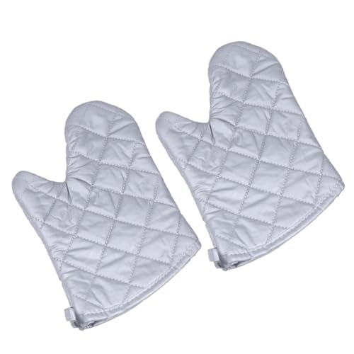 Alipis 2Pcs Silver Coated Cotton Oven Mitts Heat Resistant Kitchen Gloves for Baking Grilling and Cooking Easy to Clean Scalding and Safe