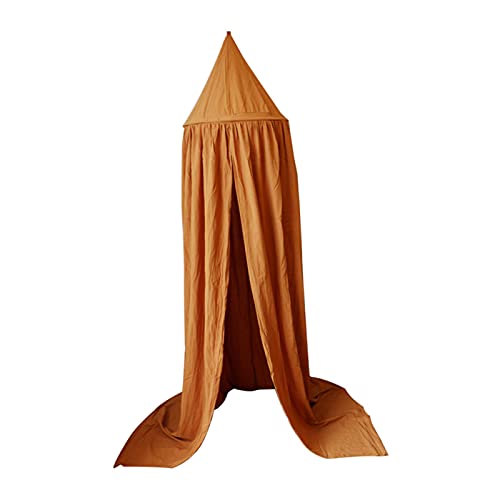 HEVIRGO Bed Canopy Mosquito Net, Hanging Travel Netting Curtains, Play Tent Bedding, Children Baby Bed Canopy Round Dome Cotton Mosquito Net Nursery Room Decoration - Orange
