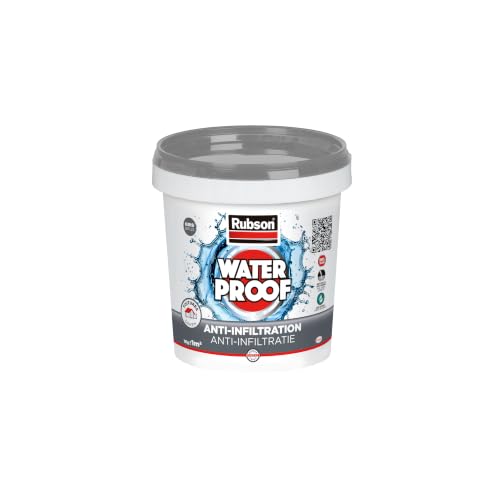 Image of Rubson Anti-infiltrations 100% Silicone Waterproofing Solution| Stop Leak All Roof (Flat and Sloped), Crack Proof in Single Coat,Super Tacky, Idea for Leaking Roofs, gutters, Tiles, Walls Grey-1kg