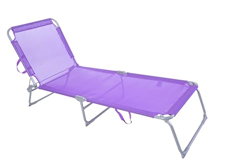 NORDIQ - Tumbona Plegable - Tumbona Jardin – Tumbonas Jardin Exterior Reclinables con Respaldo Ajustable – Tumbonas de Acero 19 mm para Terraza y Piscina - Ligera y Resistente - Morada