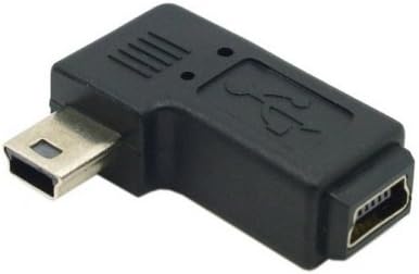 cablecc 2pcs 90 Degree Left & Right Angled Mini USB 5 Pin Male to Female Extension Adapter