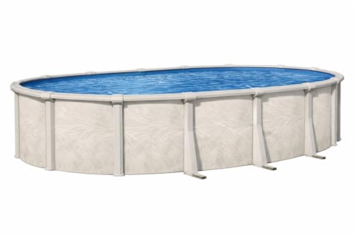 Lake Effect Pools 'Forever' 18 ft x 33 ft Oval Above Ground Swimming Pool | 54 Inch Steel Side Walls | Kit Includes: 25 Gauge Overlap Liner & Widemouth Skimmer