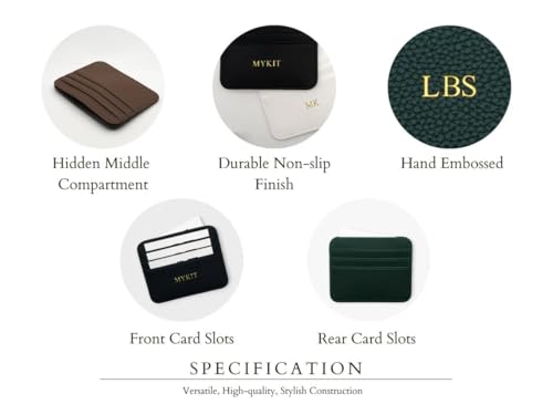 Gold Silver Initial letters Credit Card Holder Wallet, PU Leather Ultra Slim Wallet, Thin Minimalist Credit Card Case Card Protector, Front Pocket Wallets for Men Women (Green)3