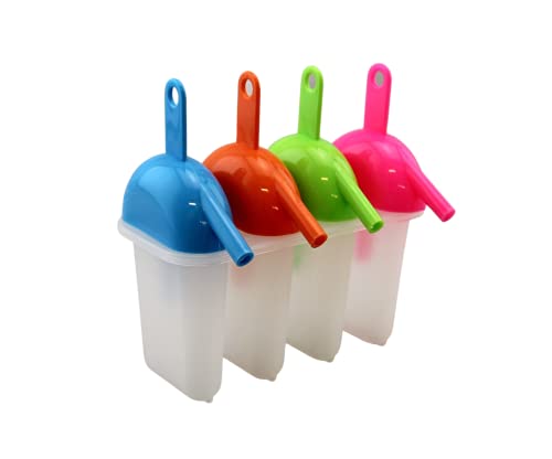 Ice Lolly Popsicle Molds with Straw 4 Pack BPA Free Freezer Pop Mold Maker for Juice Yogurt Fruit Kids by Dependable Industries inc. Essentials - Used condition - US$8.99