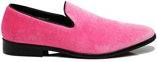 SPT03 Men's Vintage Plain Velvet Dress Loafers Slip On Shoes Classic Tuxedo Dress Shoes (8, Pink) by Enzo Romeo - Used condition - Image 2