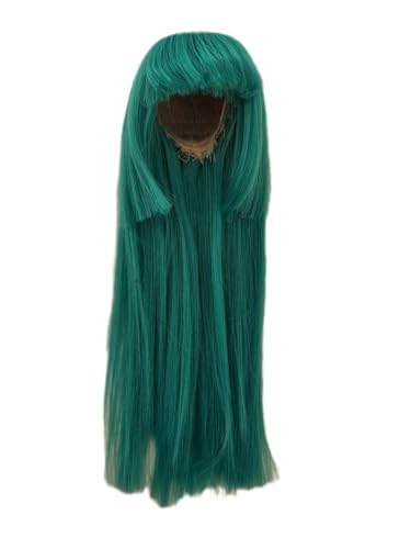1/4 bjd sd Doll Wig Hair Set Bangs a Knife Straight Green Hair