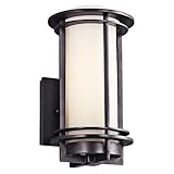 Kichler 49344AZ, Pacific Edge Aluminum Outdoor Wall Sconce Lighting, 75 Watts, Architectural Bronze,14.75-Inch