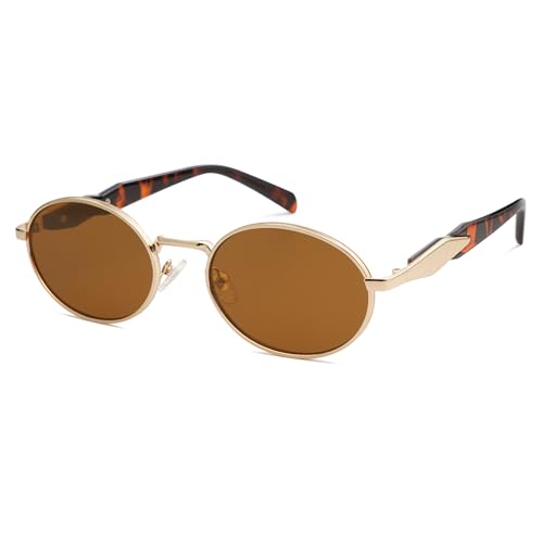 SOJOS Vintage Oval Metall Sonnenbrille Damen Herren Retro Groß Sonnenbrilen mit UV400 Schutz Gold SJ1224 SOJOS Vintage Oval Metall Sonnenbrille Damen Herren Retro Groß Sonnenbrilen mit UV400 Schutz Gold SJ1224