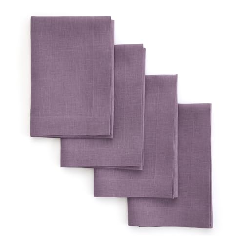 Solino Home 100% Pure Linen Napkins Mulberry, Fete 20 x 20 in, Set of 4