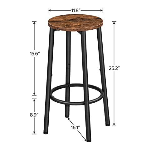 Hoobro Bar Stools, Set Of 2 Bar Chairs, Kitchen Round Height Stools With Footrest, Breakfast Bar Stools, Sturdy Steel Frame, For Dining Room, Kitchen, Party, Easy Assembly, Rustic Brown Bf03By01 #TOP2