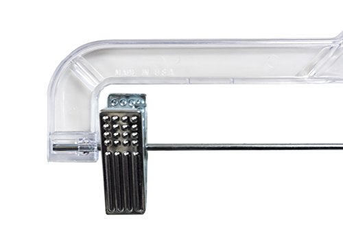 Nahanco 505 Plastic Dress Hanger, Middle Heavy Weight, 17", Clear (Pack Of 100) & 600Rclh Plastic Skirt/Pant Hanger With Long Metal Swivel Hook And Pinch Clips, Heavy Weight, 14", Clear (Pack Of 100) #TOP5