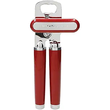 KitchenAid Classic Multifunction Can Opener and Bottle Opener Easy to Use, Razor Sharp Stainless Steel Cutting Wheel, Soft Ergonomic Handles, Empire Red