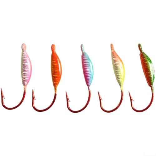 Curved Brushed 1g Jig Head Hooks For Ultra Light Weighted Fishing Lures With Reliable Barbed Point For Bass Crappie Perch Freshwater Fishing 5 Color O