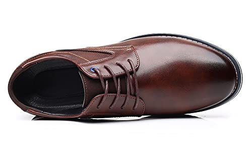 Santimon Mens Casual Walking Leather Sneakers Comfort Oxfords Lace Up Fashion Moccasin Shoes4