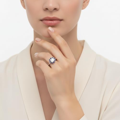 Image of Choose Your Gemstone Vintage Halo Diamond CZ Engagement Ring Sterling Silver Cushion Shape Vintage Engagement Rings Minimal Modern Design Birthday Gift Wedding Gift US Size 4 to 12