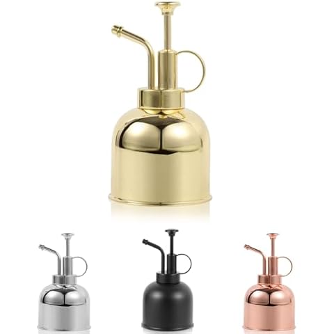 Plant Mister Spray Bottle, Metal Stainless Steel Plant Sprayer Mister, Small Watering Can Plant Spritzer with Top Pump for Indoor House Air Plants Succulents Outdoor Garden Decorative(Gold) Cover