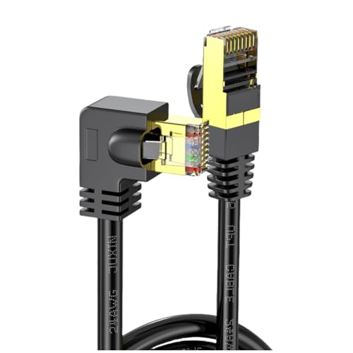 Cat8 Ethernet Cable 10-Gigabit 90 Degree Bend/Straight Head 4-Layer Shielded
