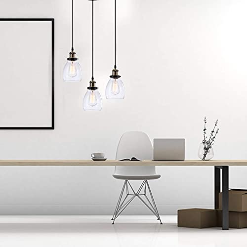 GLADFRESIT Kitchen Mini-Pendant Lights Industrial Hanging Lights Farmhouse Glass Lampshade Lighting Fixture Indoor for Dining Room Island Entryway Loft (Bulb Not Included) (Bronze and Bubble) - Image 4