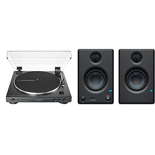 Audio-Technica AT-LP60X Tourne-Disque avec Transmission par Courroie Noir & PreSonus Eris E3.5, 3,5", 2 Voies, Haute Définition Multimédia Moniteurs de Studio (Paire)