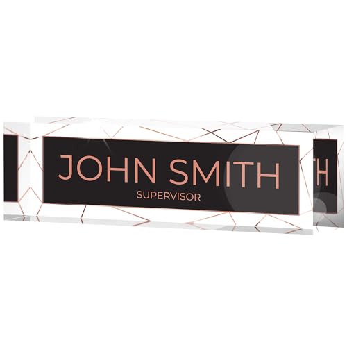 Desk Name Plate Personalized, Custom Name Plates 2½/x8 Inches, Thick Crystal-Clear Acrylic, Gift Box, Office Desk Decor. USA Made by ACRYLUXE (Acry)