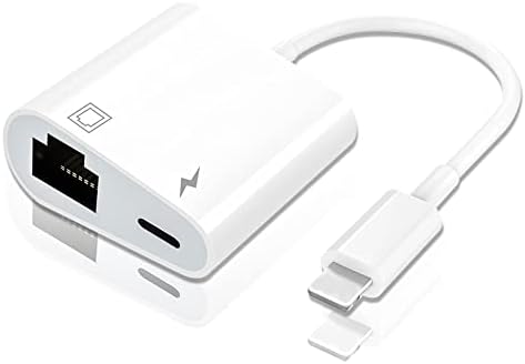 Lightnning to Ethernet Adapter, ARCELI 2 in 1 RJ45 Ethernet LAN Network Adapter with Charge Port Compatible with iPhone/iPad/iPod, Plug and Play, Supports 100Mbps Ethernet Network