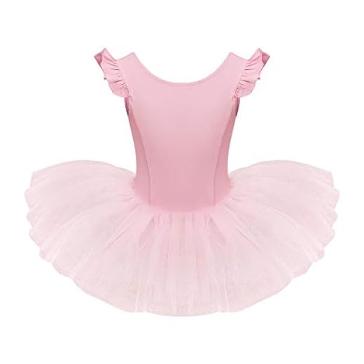 IDOPIP Girls Ruffle Sleeves Ballet Dance Dress Tutu Skirted Leotard for Toddler Kids Ballerina Dress Gymnastics Dancewear Costume Pink 2-3 Years