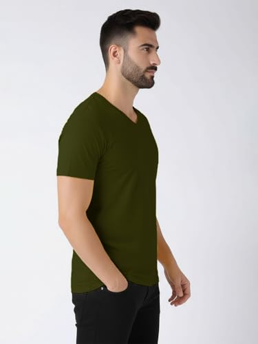 Image of Friskers Men's V-Neck Short Sleeves Cotton T-Shirt - Casual T-Shirt, Regular Fit