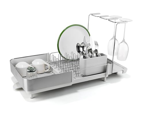 Image of Joseph Joseph Extend Steel Plus Extendable Dish Rack Steel, Small to Large Dish Drainer with Wine Glass Holder & Drain Spout