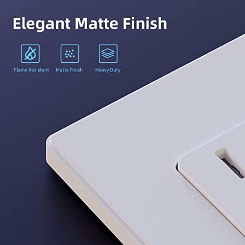 ELEGRP Matte White Standard Decorator Electrical Wall Receptacle Outlet, 15A 125V, 2 Pole 3 Wire, Non-Tamper Resistant, NEMA 5-15R, Self-Grounding, Wall Plate Included, UL Listed, 50 Pack by ELEGRP - Image 2