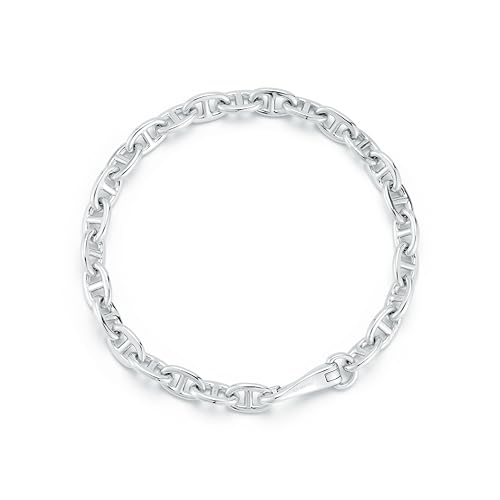 MATEO New York, Small Anchor Link Chain Bracelet, 8in, Sterling Silver