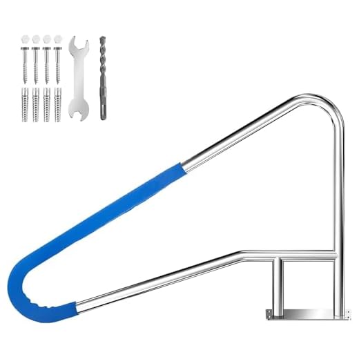 KODOM Pool Handrail 55x32 Pool Stair Rail,Stainless Steel Pool Railing 300Lbs Load Capacity Inground Pool Rails with Glue Grip Cover,Swimming Pool GRAP Rail for Inground Pool Steps