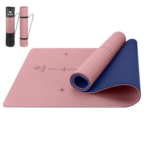 Gruper Yoga Mat, 72" x 32" x 0.32"/0.24" Extra Wide Non Slip Exercise Mats | Eco Friendly TPE Workout Mats for Women & Men, Home Workout with Strap Bag