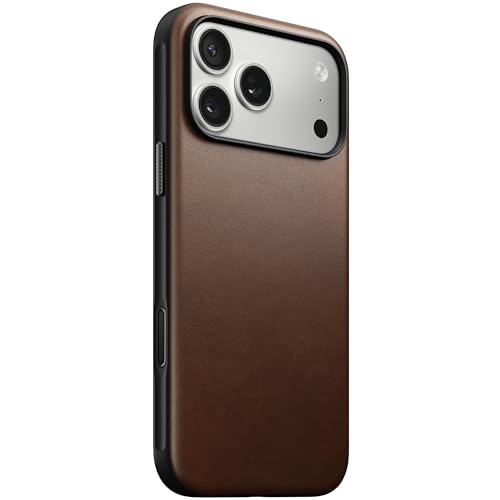 Image of NOMAD Modern Leather Case Brown Compatible with iPhone 17 Pro Max, Leather Magsafe Charging Compatible Phone Case for iPhone 17 Pro Max