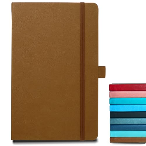 Image of Doodle Pack of 5 Personalized A5 Executive PU Leather Notebook Diary - Hard Bound Professional Office Notebook with Elastic Band, Ribbon Bookmark & Pen Loop | 160 Pages 80 GSM | Corporate & Personal Use - Brown