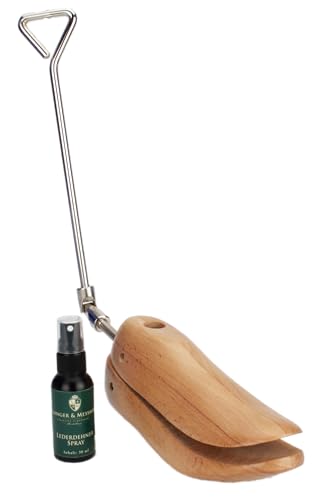 Langer & Messmer allunga scarpe e stivali per la scatola della punta per uomo contro la pressatura delle scarpe - in legno di faggio massiccio incl. spray allunga pelle 50ml