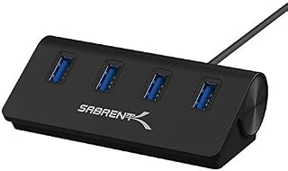 Sabrent Premium 4 Port Black Aluminum USB 3.0 Hub (30" Cable) for iMac