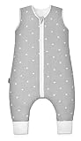 Starwelt® Baby Schlafsack mit füßen – Schlafsack Kinder – Ganzjahres Schlafsack mit Beinen – 2.5 TOG – Bio-Baumwolle – Grau 80 cm
