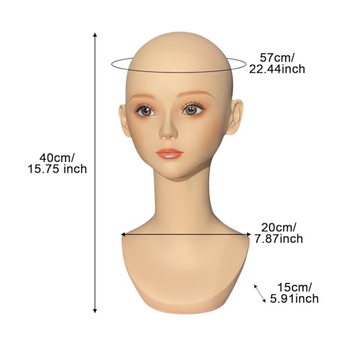 Cabeza de maniquí realista ideal para fotografía de sombreros y pendientes 3