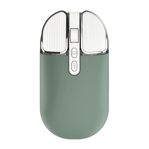 Image of KINGSTER Wireless Bluetooth Rechargeable Mouse - Silent Click, Dual Mode (BT 5.2 + 2.4GHz), Adjustable DPI (800 /1200 /1600), Ergonomic Design - for Laptop, PC, Mac (White & Multi-Color) (Sage Green)
