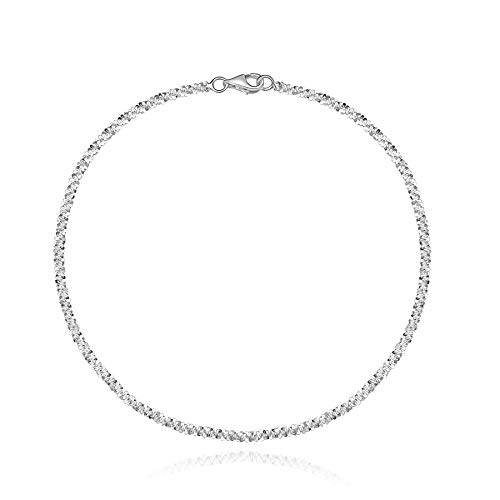 Everu 925 Sterling Silver Ankle Bracelets For Women, Anklet For Women Sterling Silver, Sparkleing Rope Italian Chain Anklets 9 10 11 Inch (9.0) #TOP4