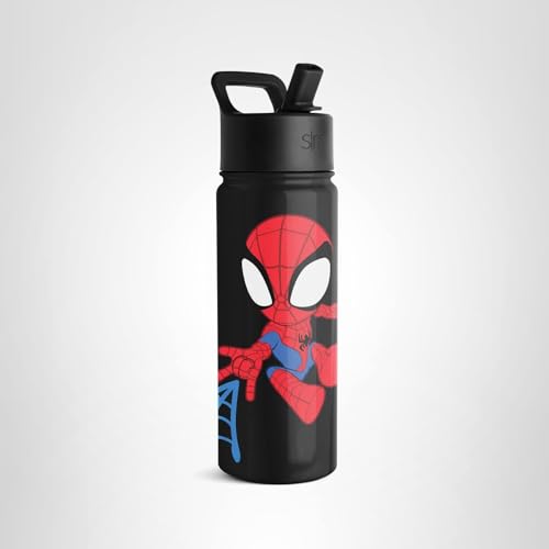 Simple Modern Kids Summit Water Bottle with Straw Lid | Marvel Spider Man 18oz Stainless Steel Cup Insulated Tumbler for Toddlers, Boys, School | Spidey Kid