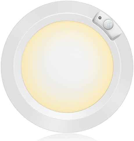 Awanber Motion Sensor Ceiling Light Battery Operated Indoor, Wireless LED Lights Battery Powered for Pantry Shed Toilet Stair Basement Bathroom - 210LM 3000K Warm White