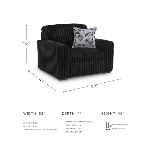 Image of Signature Design by Ashley Midnight-Madness Modern Oversized Chair with Reversible Cushions, Attached Back, Fabric Upholstery, 52 inch W x 41 inch D x 40 inch H, Black
